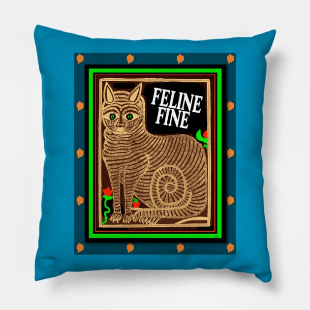 CUTE RUSSIAN CAT FEELING FINE Pillow by PETER J. KETCHUM ART SHOP