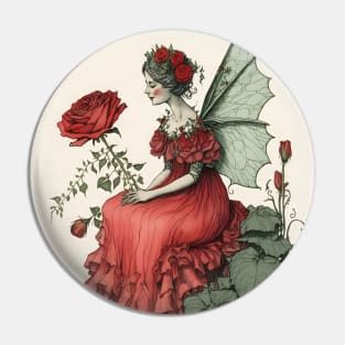 Rose Fairy Vintage Watercolor Pin