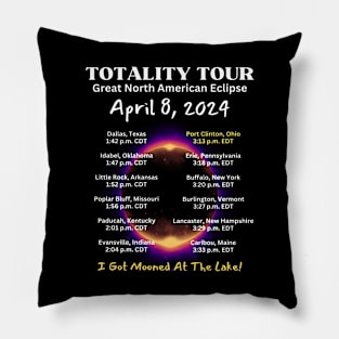 Back Printed Port Clinton Ohio Great American Eclipse Tour April 8, 2024 Pillow