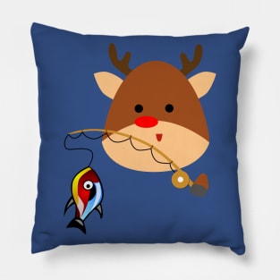 Merry Christmas Reindeer & Fishing Pillow