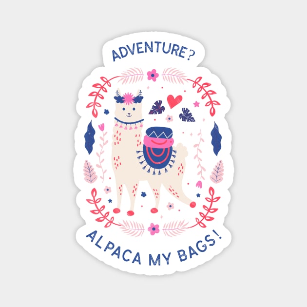 Adventurous Llama - Alpaca my bags! Magnet by Little Designer