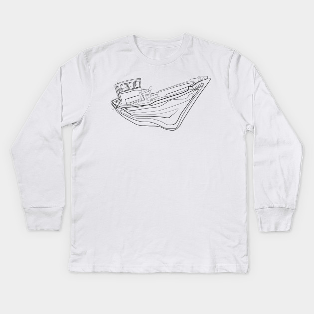 Boat One Line Drawing Boat Kids Long Sleeve T Shirt Teepublic