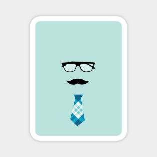 Teal glasses mustache and tie father Magnet