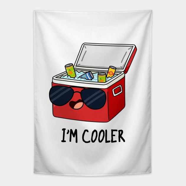 I'm Cooler Funny Box Pun Tapestry by punnybone