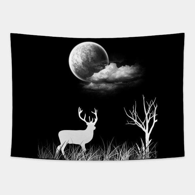 deer into the night Tapestry by MAU_Design