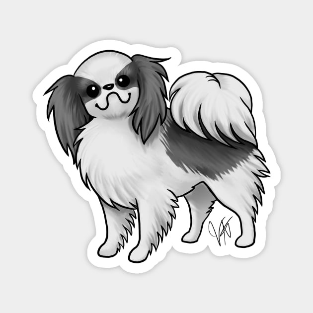 Dog - Japanese Chin - Black and White Magnet by Jen's Dogs Custom Gifts and Designs