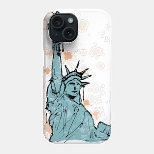 Close view to the statue of Liberty watercolor sketch Phone Case