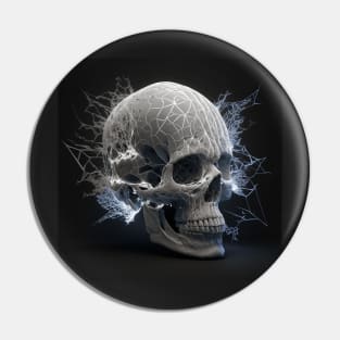 Black and White Light Fire Skull Pin