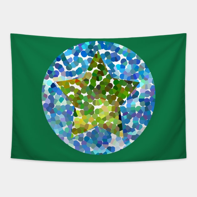 Green Dotty Star Tapestry by ellenhenryart