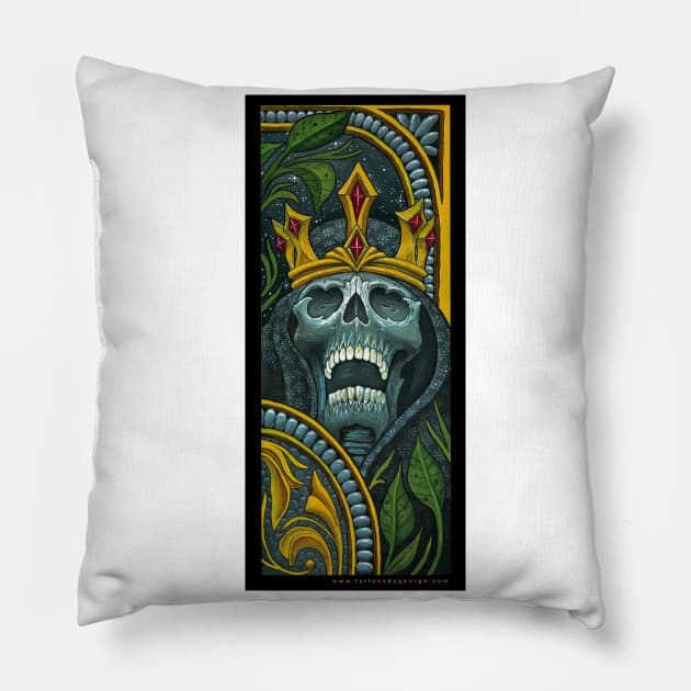 Skull king 1 Pillow by Tattoos_by_George