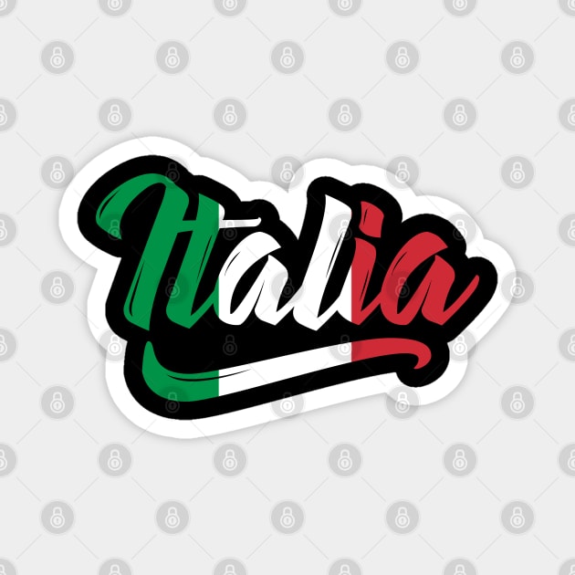 Italia Flag Script Italy Italian Family Heritage Gift Magnet by E