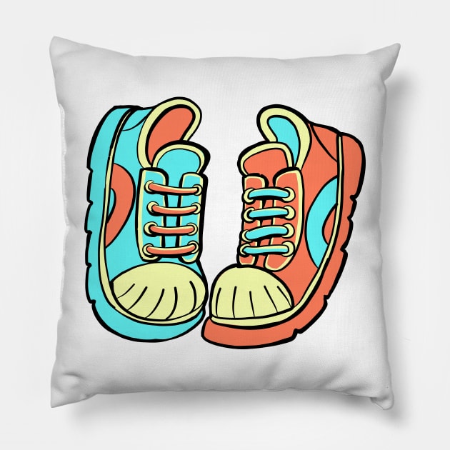 pair of sneakers in different colors Pillow by duxpavlic
