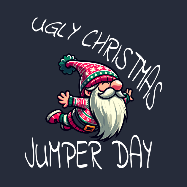 Ugly Christmas Jumper - Tacky Xmas Sweater with Gnome by TeeHeeFun