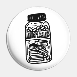 Anti-Depressant Books Shirt, Jar of Books, Antidepressant Pill Bottle, Book Lover Gift, Bookish, Mental Health, Reading is my Therapy Pin