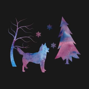 Husky Snowflakes Winter Art T-Shirt