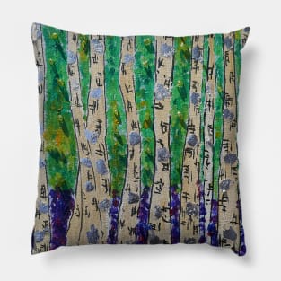 Silver Birch Trees in a Bluebell wood Pillow