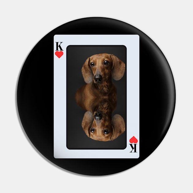 Dachshund King of Hearts Pin by HighwayForSouls