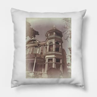Victorian House Detail In Sepia photograph Pillow