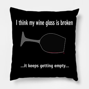 Broken wine glass - red wine for dark bg Pillow