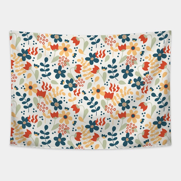 Wild Flower Chaotic Pattern Tapestry by Simplulina