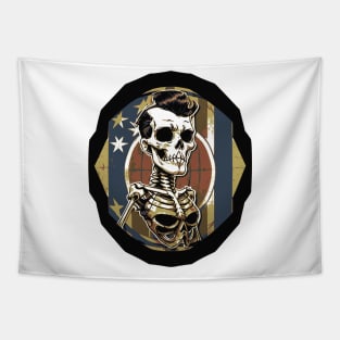 Fun Patriotic Rockabilly Skeleton Tapestry