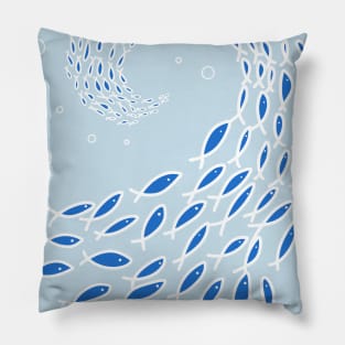 School of Fish - Blue Pillow