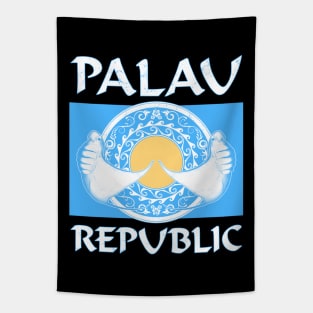 National Flag of Palau with Manta Rays Tapestry