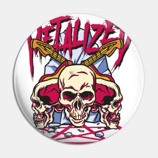 Metalized - Skully and guitarrs Heavy Metal Design Pin