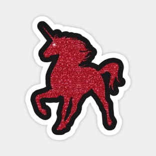 Red Faux Glitter Magical Unicorn Magnet