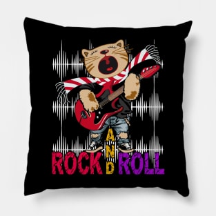 Rock & Roll Music - Cat with Guitar Pillow