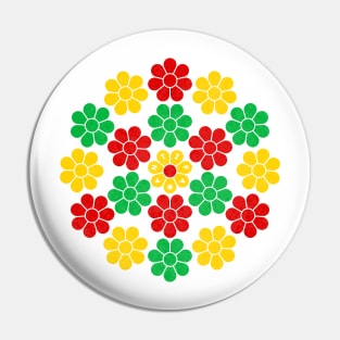 Democracy Daisy - red, green & gold Pin