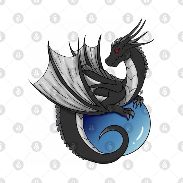 Black Dragon on a Ball by Jade Wolf Art