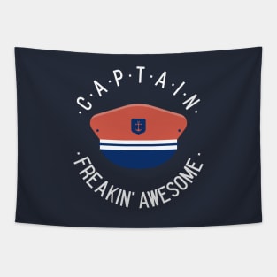 Captain Awesome Funny Boating Shirt Tapestry