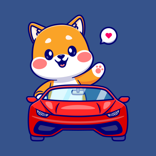 Cute Shiba Inu Dog Driving Car Cartoon by Catalyst Labs