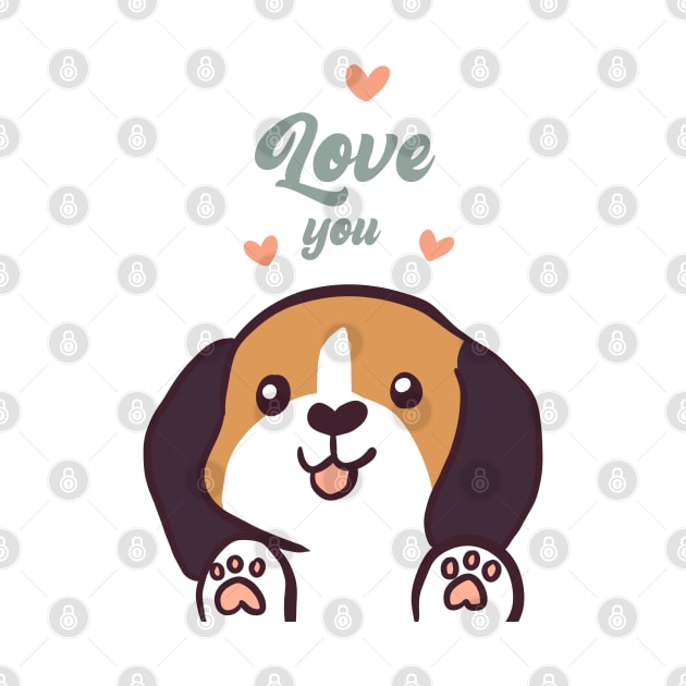 Cute beagle dog valentines day gifts love you by Yarafantasyart