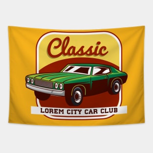 Classic Lorem City Car Club Badge Tapestry