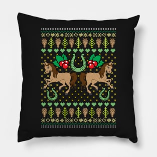 Horse Ugly Christmas Sweater Style  T Shirt Pillow