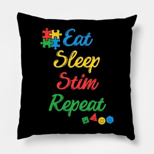 Eat Sleep Stim Repeat Autism Awareness Pillow