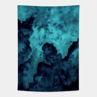 Turquoise blue abstract watercolor Tapestry