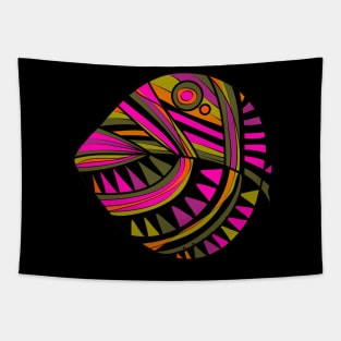 Mazipoodles New Fish Head Leaf Black Olive Green Fuchsia Pink Tapestry