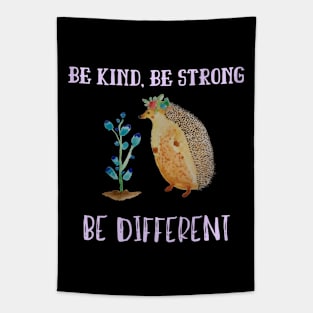 Be kind be strong be different cute hedgehog and bluebells Tapestry