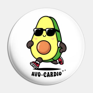 funny Avocado running exercise and say Avo-Cardio Pin