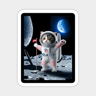 Astronaut cat moon landing Magnet