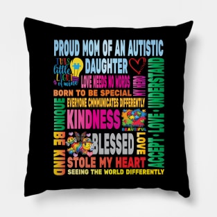 Autism Proud Mother Daughter Love Autistic Kids Autism Awareness Family Pillow