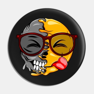 Tongue Nerd Zombie Emoji Pin