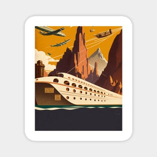 Boat & Planes Vintage Travel Art Poster Magnet