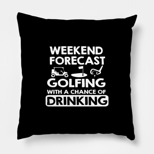 Funny Golf And Drinking Design, Golfer Gift Pillow by Blue Zebra