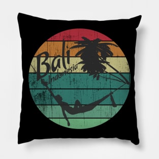 Bali Indonesia Vintage Sunset Vacation Retro Pillow