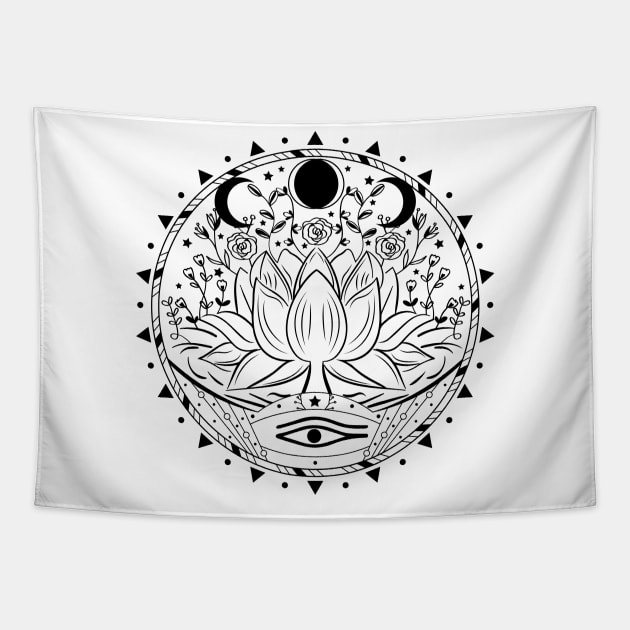 Lotus Flower Mandala Tapestry by CelestialStudio