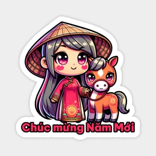 Vietnamese New Year Girl & Snake Magnet